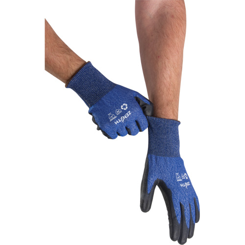 Eco-Friendly Stretch Cut-Resistant Gloves, Size 7, 18 Gauge, Polyurethane Coated, Stainless Steel/HPPE/RPET Shell, ASTM ANSI Level A5 Haskins Industrial Inc.