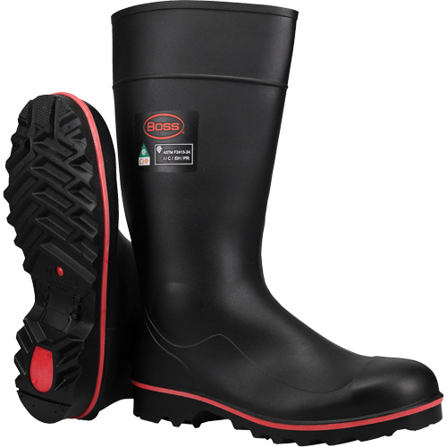 Bottes de s&eacute;curit&eacute; Boss Footwear avec r&eacute;sistance int&eacute;grale aux d&eacute;charges &eacute;lectriques, M&eacute;lange de polym&egrave;res/PVC, Embout Acier, Pointure 4 Haskins Industrial Inc.