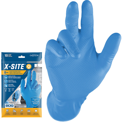 Grippaz Disposable Gloves, Small, Nitrile, 8-mil, Powder-Free, Blue Haskins Industrial Inc.