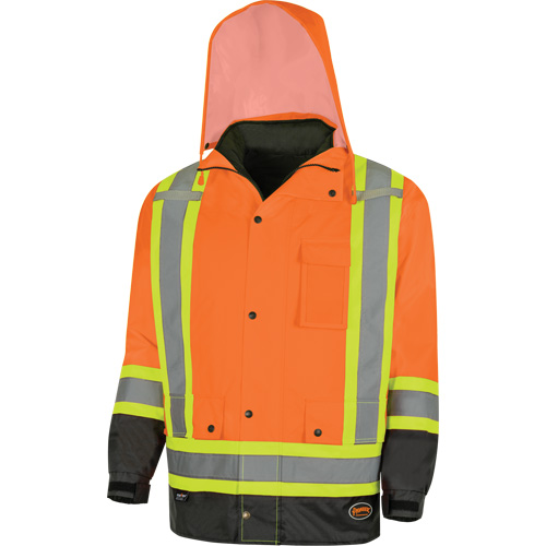 Parka de s&eacute;curit&eacute; d'hiver imperm&eacute;able 7-en-1 5056 Pioneer Yukon, Polyester, Noir/Orange haute visibilit&eacute;, T-petit Haskins Industrial Inc.