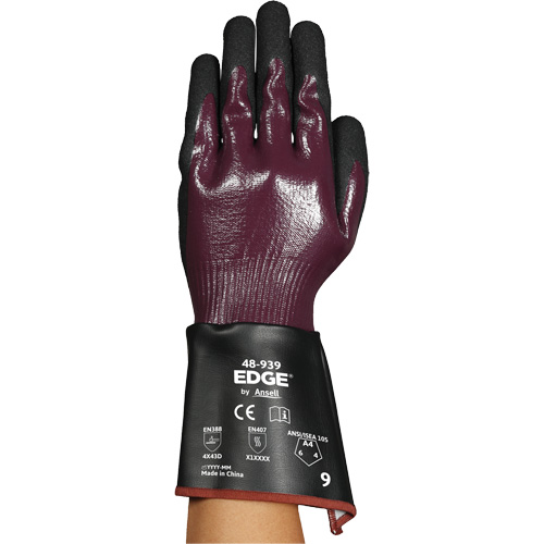 EDGE&reg; 48-939 Gauntlet Gloves, Size 6, 13 Gauge, Nitrile Coated, Polyester/HPPE/Spandex Shell, ASTM ANSI Level A4 Haskins Industrial Inc.
