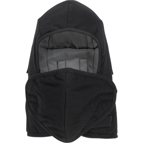 Pioneer 766A Flame-Resistant Quilted Hard Hat Liner with Detachable Mouthpiece, Black/Grey, Cotton/FR-Tech&reg;/Modacrylic/Nylon Haskins Industrial Inc.