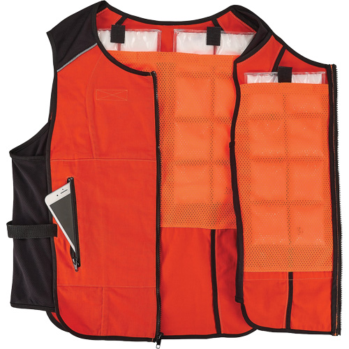Chill-Its 6260 Lightweight Phase Change Cooling Vest with Rechargeable Packs, 2X-Large/3X-Large, Orange Haskins Industrial Inc.
