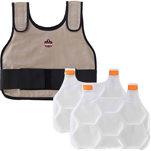 Chill-Its 6230 Standard Phase Change Cooling Vest with Rechargeable Packs, Small/Medium, Khaki Haskins Industrial Inc.