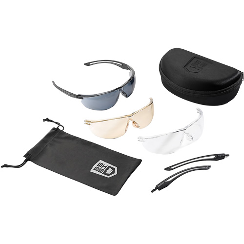 Ensemble de lunettes de s&eacute;curit&eacute; &agrave; protection balistique Gunfire 2.0, Lentille Transparent/Fum&eacute;e/Cuivre, Antibu&eacute;e/Anti-&eacute;gratignures, ANSI Z87+ Haskins Industrial Inc.