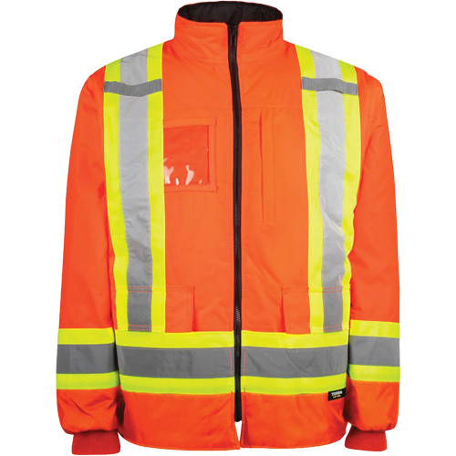 Manteau haute visibilit&eacute; 7-en-1, Polyester, Orange haute visibilit&eacute;, T-Grand Haskins Industrial Inc.
