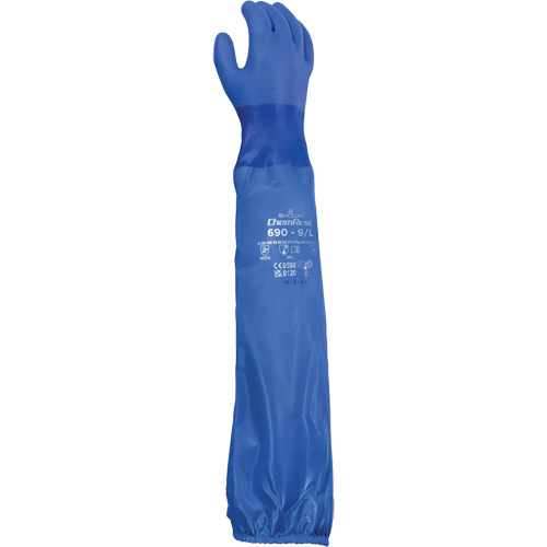 690 Chemical-Resistant Gloves, Size Medium/8, 26" L, Cotton/PVC Haskins Industrial Inc.