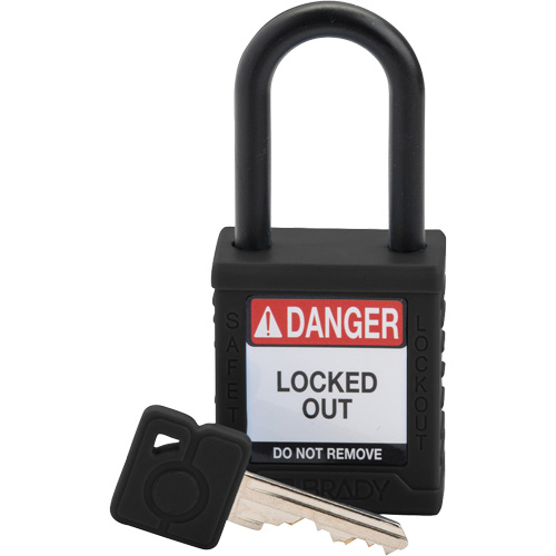 Velocity Safety Lockout Padlock, Safety Padlock, Keyed Different, Nylon, 1-1/2" Width Haskins Industrial Inc.