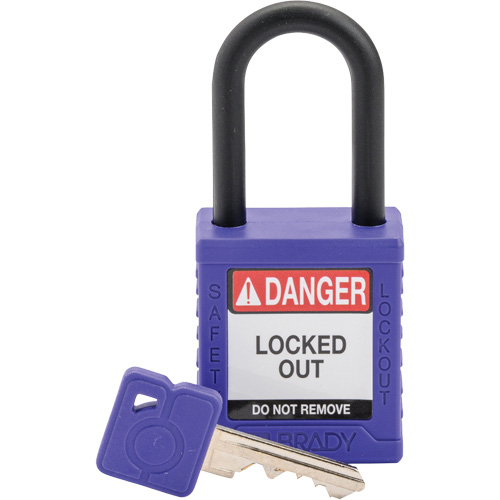 Velocity Safety Lockout Padlock, Safety Padlock, Keyed Different, Nylon, 1-1/2" Width Haskins Industrial Inc.