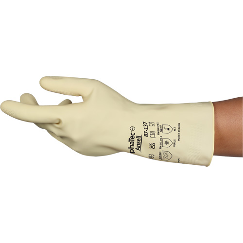 AlphaTec&reg; 87-137 Lightweight Natural Gloves, Size 8, 11.8" L, Rubber Latex, 16-mil Haskins Industrial Inc.