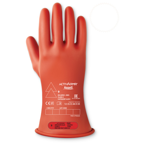 ActivArmr&reg; Electrical Insulating Class 0 Gloves, 11, 11" L, Level 1, ASTM D120/ATSM F2675:2021/IEC 614821-2:2014 Haskins Industrial Inc.