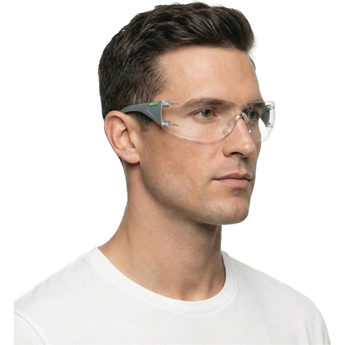 Adapt Lite Grey/Green Safety Glasses, Clear Lens, Anti-Fog/Anti-Scratch, ANSI Z87+/Meets/Exceeds CSA Z94.3 Haskins Industrial Inc.