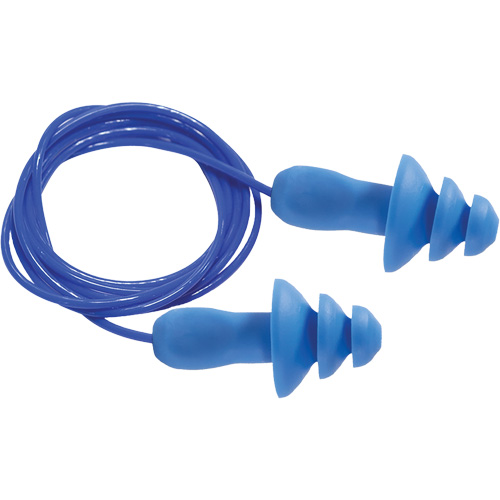 SEALTEC TipGrip Blue 100% Metal Detectable Reusable Earplugs, Corded, One-Size, Bulk - Box, 26 dB NRR dB Haskins Industrial Inc.