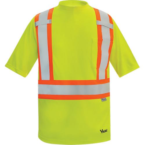 T-shirt de s&eacute;curit&eacute; doubl&eacute; de bambou Viking, Polyester, T-Grand, Jaune lime haute visibilit&eacute; Haskins Industrial Inc.