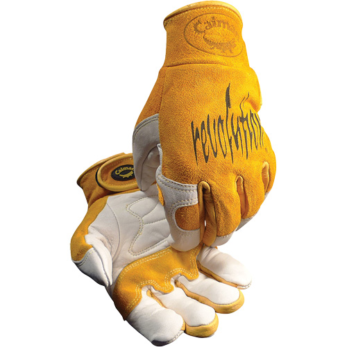 Gants de soudeur TIG/MIG de premi&egrave;re qualit&eacute; Caiman avec fermeture &agrave; boucles & crochets, Cuir de vache refendu, Taille T-Grand Haskins Industrial Inc.