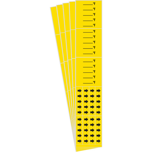 "Blank °F" Pipe Markers, Self-Adhesive, 2-1/4" H x 14" W, Black on Yellow Haskins Industrial Inc.
