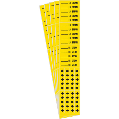 "Blank Lb. Steam" Pipe Marker, Self-Adhesive, 2-1/4" H x 2-3/4" W, Black on Yellow Haskins Industrial Inc.