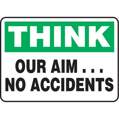 "Our Aim… No Accidents" Sign, 7" x 10", Aluminum, English Haskins Industrial Inc.