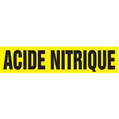 Marqueurs de tuyau "Acide Nitrique", Autocollant, 2-1/2" h x 12" la, Noir sur jaune Haskins Industrial Inc.