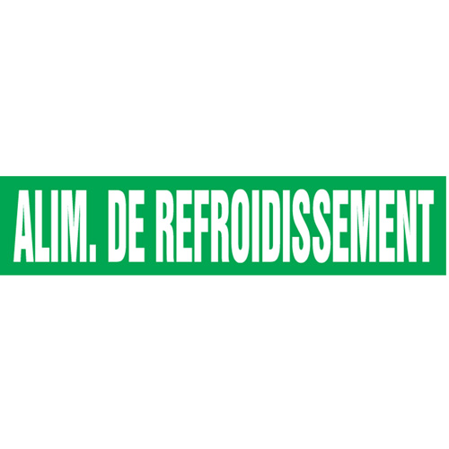 Marqueurs de tuyau "Alim. de Refroidissement", Autocollant, 2-1/2" h x 12" la, Blanc/vert Haskins Industrial Inc.