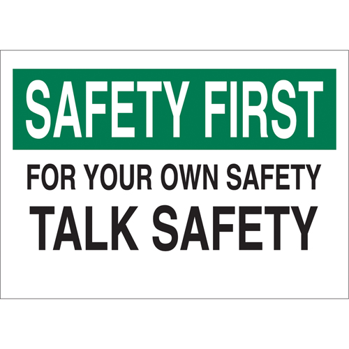 "Talk Safety" Sign, 10" x 14", Aluminum, English Haskins Industrial Inc.