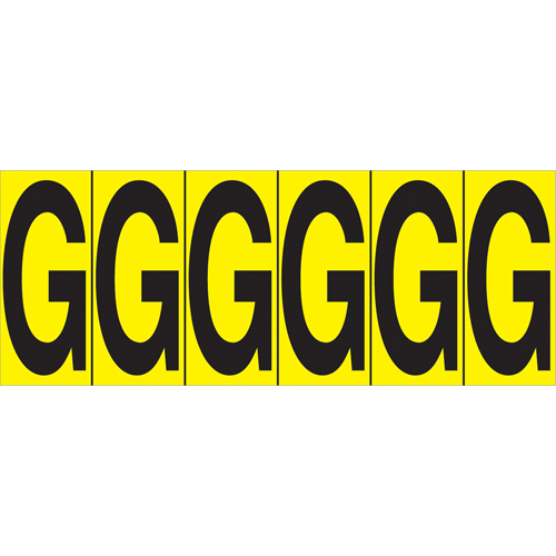 Individual Adhesive Letter Markers, G, 2-15/16" H, Black on Yellow Haskins Industrial Inc.