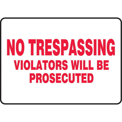 "No Trespassing" Sign, 10" x 14", Vinyl, English Haskins Industrial Inc.