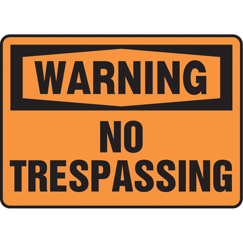 "No Trespassing" Sign, 10" x 14", Vinyl, English Haskins Industrial Inc.