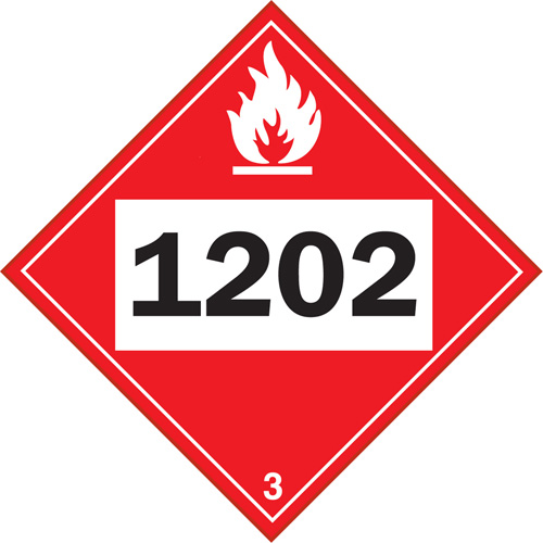 Plaque-&eacute;tiquette TMD 1202 pour liquide inflammable huile combustible, Vinyle adh&eacute;sif Haskins Industrial Inc.