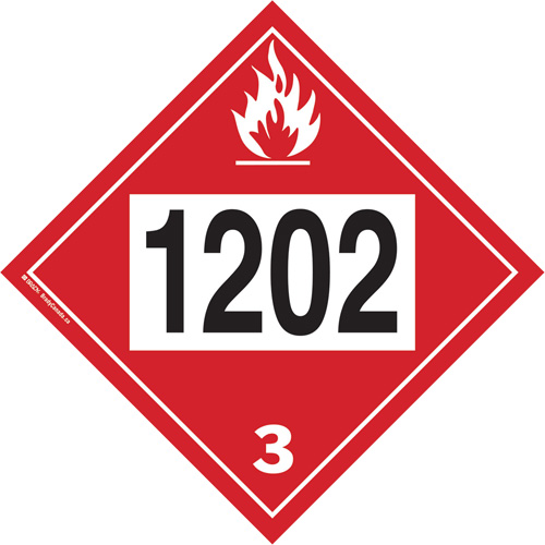 Plaque-&eacute;tiquette TMD 1202 pour liquide inflammable huile combustible, Plastique Haskins Industrial Inc.