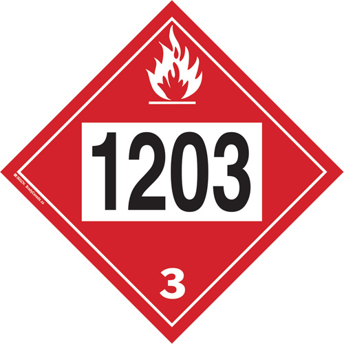 Plaque-&eacute;tiquette TMD 1203 pour liquide inflammable essence & essence-alcohol, Plastique Haskins Industrial Inc.