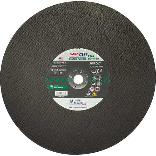 C24R Concrete High Speed Cut-Off Wheel, 12" x 1/8", 25/32" Arbor, Type 1, Silicon Carbide, 6300 RPM Haskins Industrial Inc.