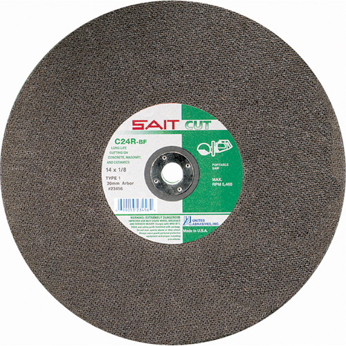 C24R Concrete High Speed Cut-Off Wheel, 14" x 1/8", 1" Arbor, Type 1, Silicon Carbide, 5400 RPM Haskins Industrial Inc.