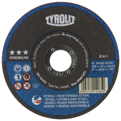 Premium 2-In-1 Thincut Cut-Off Wheels, 4-1/2" x 1/16", 7/8" Arbor, Type 1, Aluminum Oxide, 13300 RPM Haskins Industrial Inc.