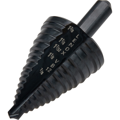 #12 Step Drill Bit, 7/8" - 1-3/8" , 3/8" Increments, High Speed Steel Haskins Industrial Inc.