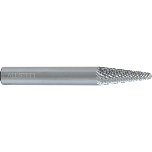 AllSteel Cone Shape Carbide Burr, SL-1, 1/4" Dia., 1/4" Shank, 5/8" Depth of Cut Haskins Industrial Inc.