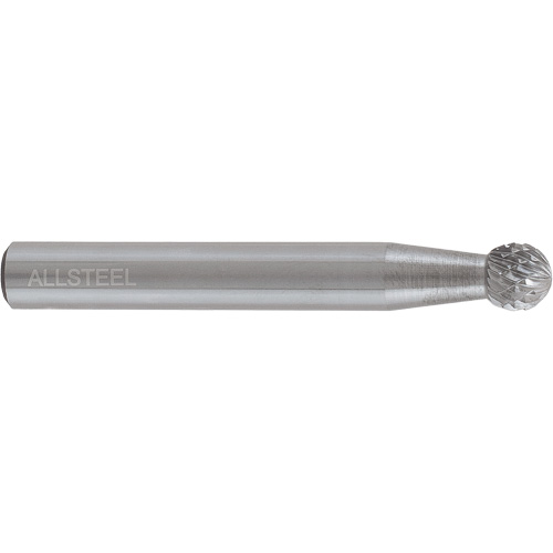AllSteel Ball Shape Carbide Burr, SD-1, 1/4" Dia., 1/4" Shank, 7/32" Depth of Cut Haskins Industrial Inc.