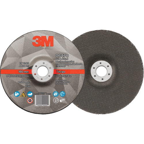 Cut & Grind Wheel, 7" x 1/8", 7/8" Arbor, Type 27, Ceramic Haskins Industrial Inc.