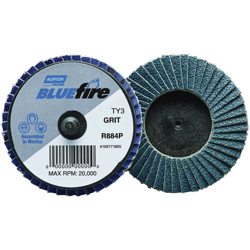 Mini-disque &agrave; lamelles R884P BlueFire, 3" x Type 27, Grain P40, Alumine de zirconium Haskins Industrial Inc.