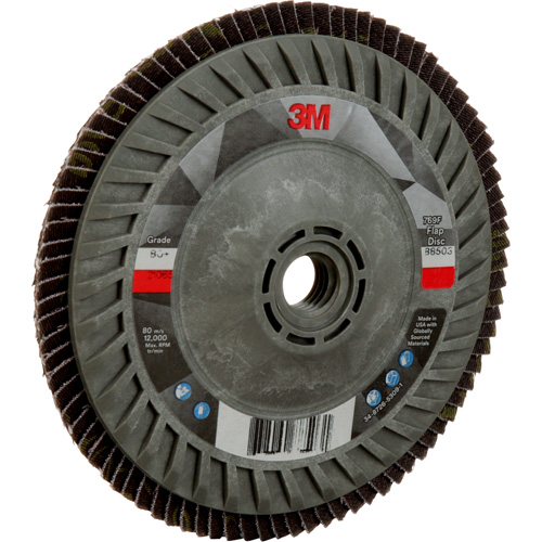Disque &agrave; lamelles &agrave; changement rapide 769F, 5" x 5/8"-11, Type 27, Grain 80+, C&eacute;ramique Haskins Industrial Inc.