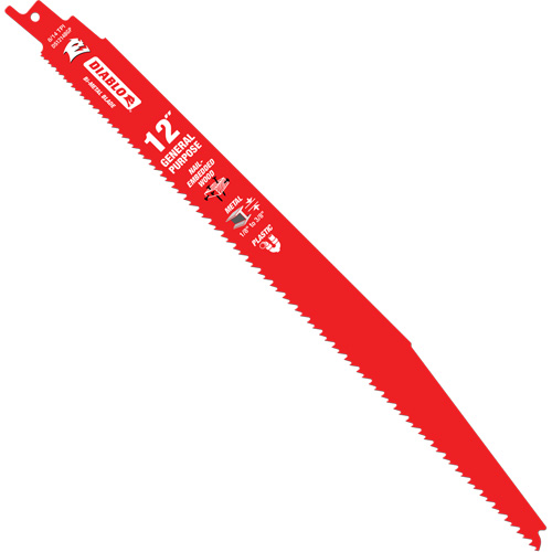 General-Purpose Reciprocating Saw Blade, Bi-Metal, 8-14 TPI, 12" L x 1" W Haskins Industrial Inc.