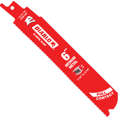 Medium Metal Reciprocating Saw Blade, Bi-Metal, 14-18 TPI, 6" L x 1" W Haskins Industrial Inc.