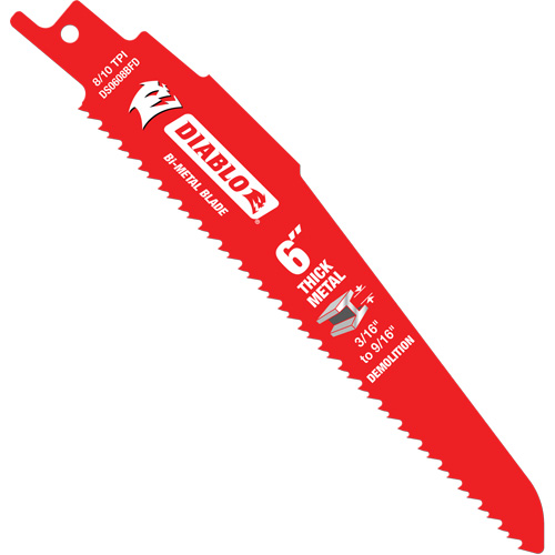 Reciprocating Blade for Thick Metal/Demolition, Bi-Metal, 8-10 TPI, 6" L Haskins Industrial Inc.