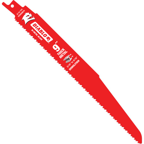 Reciprocating Blade for Thick Metal/Demolition, Bi-Metal, 8-10 TPI, 9" L Haskins Industrial Inc.