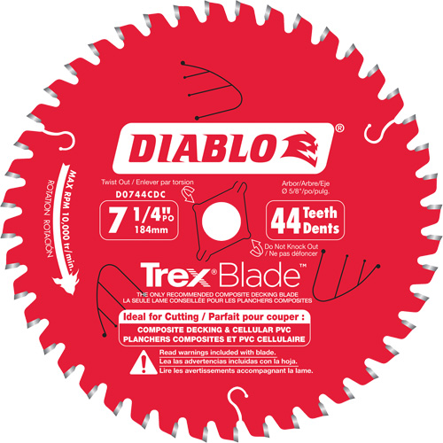 Trex&reg; Blade Cutting Saw Blade, 7-1/4", 44 Teeth, Plastic/Composite Decking Use Haskins Industrial Inc.