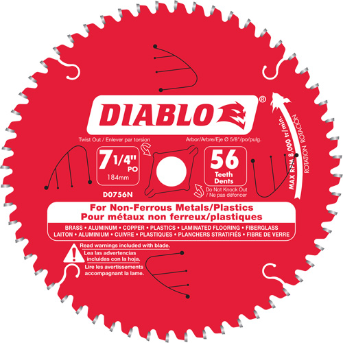 Aluminum Cutting Saw Blade, 7-1/4", 56 Teeth, Non-Ferrous Use Haskins Industrial Inc.