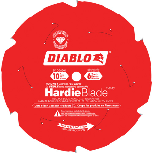 HardieBlade Cutting Saw Blade, 10", 6 Teeth, Fibre Cement Use Haskins Industrial Inc.