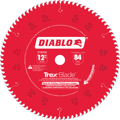 Trex&reg; Blade Cutting Saw Blade, 12", 84 Teeth, Plastic/Composite Decking Use Haskins Industrial Inc.