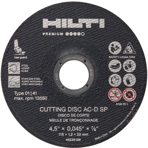 AC-D SP Cut-Off Wheel, 4-1/2" x 0.045", 7/8" Arbor, Type 1, 13580 RPM Haskins Industrial Inc.