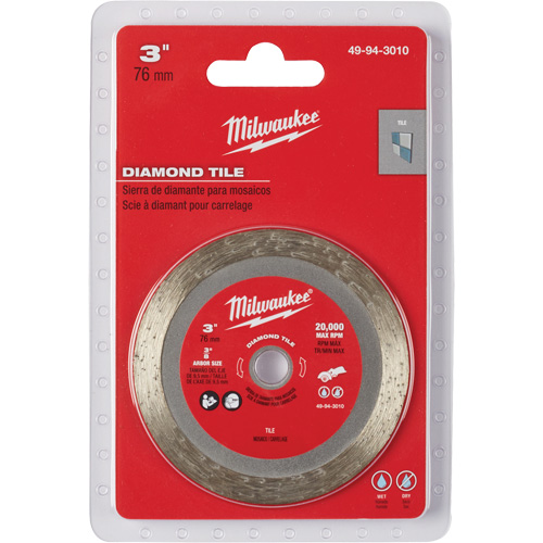 Tile Blade, 3" x 3/8" Arbor, Diamond, 20000 RPM Haskins Industrial Inc.
